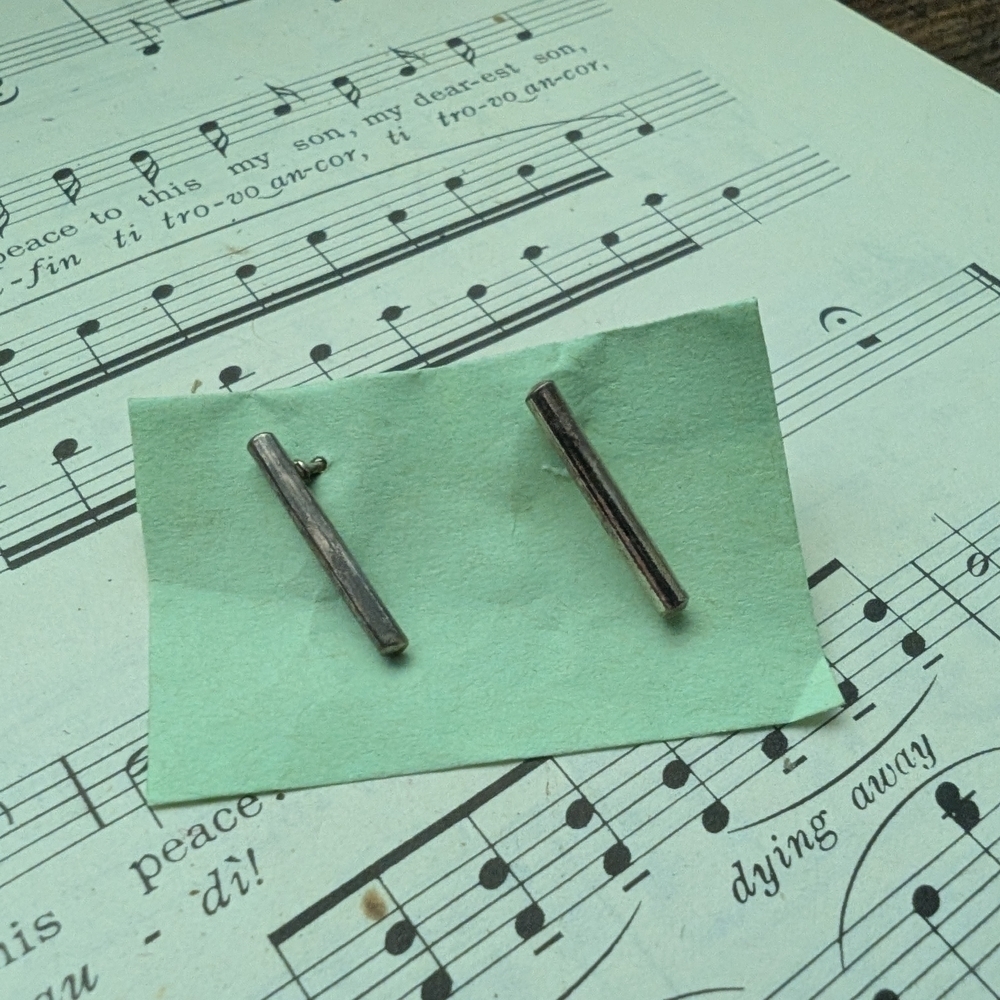 Silver Bar Stud Earrings